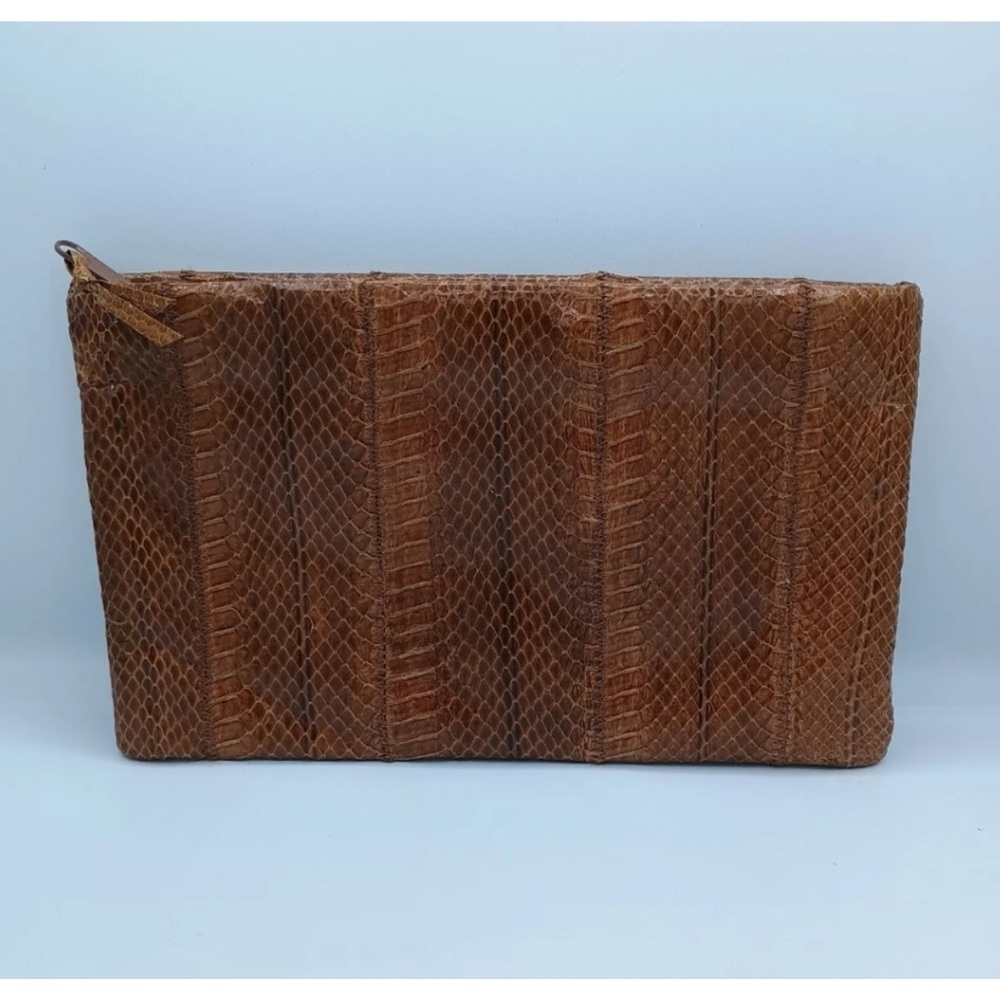 Brown Genuine Snakeskin Clutch